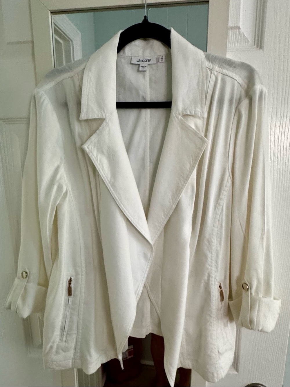 Chico's Cream Draped Open-Front Blazer, size 2